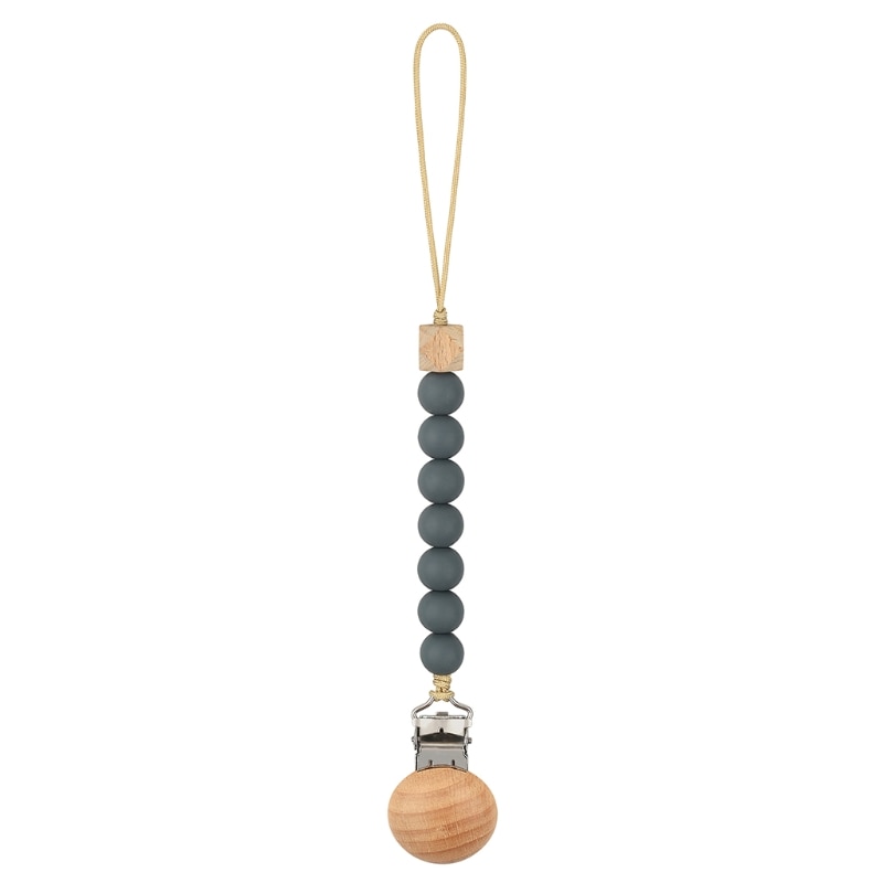 Silicone & Wooden Beads Pacifier Clip Holder Teething Toys Gifts - BPA Free