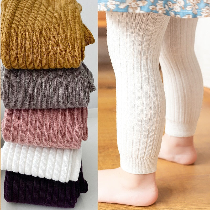 0-6Y Baby Girl Toddler Kids Solid Color Cotton Leggings Tights Stockings