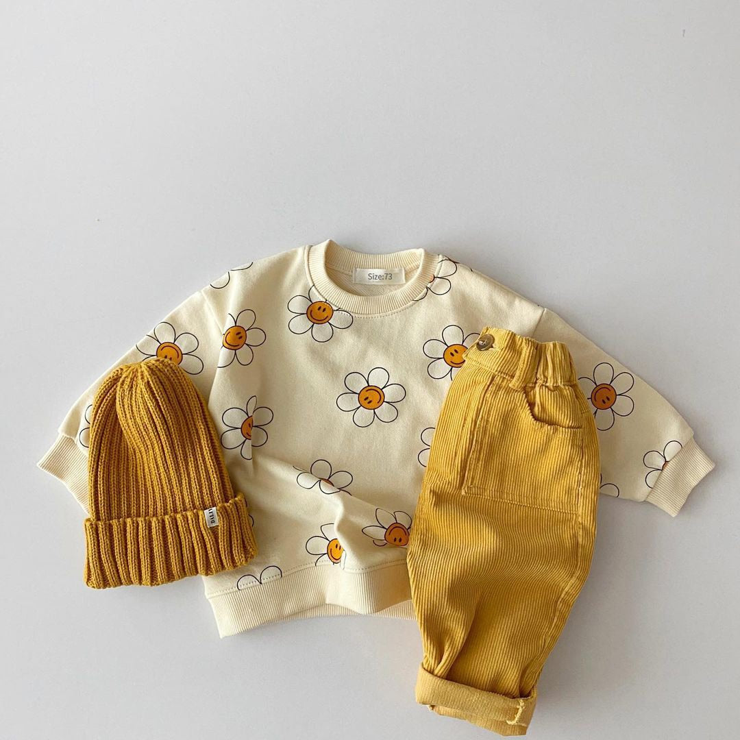 Floral Print Long Sleeve Unisex Baby Tops