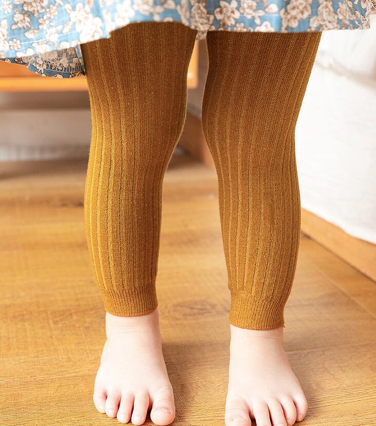 0-6Y Baby Girl Toddler Kids Solid Color Cotton Leggings Tights Stockings