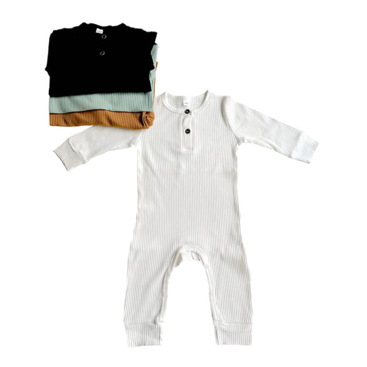 Unisex Solid Knitted Long Sleeve Romper