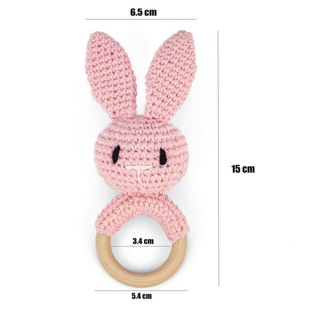 Rabbit Crochet Wooden Rattle and Teether