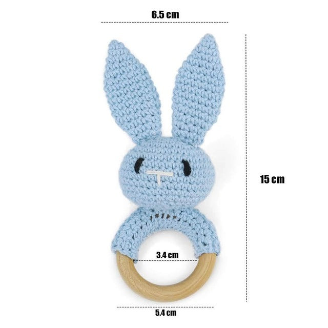 Rabbit Crochet Wooden Rattle and Teether