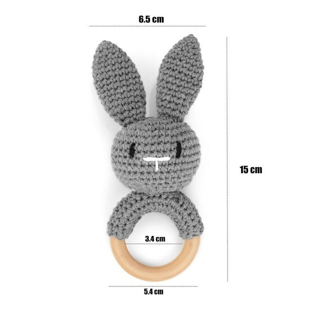 Rabbit Crochet Wooden Rattle and Teether