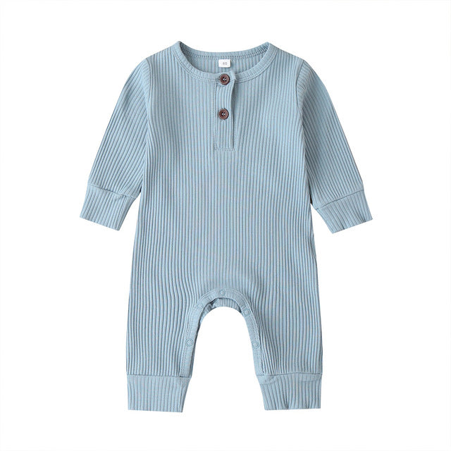 Unisex Solid Knitted Long Sleeve Romper