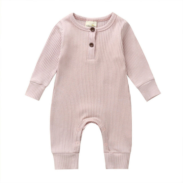 Unisex Solid Knitted Long Sleeve Romper