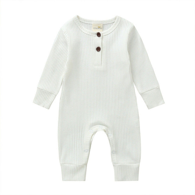 Unisex Solid Knitted Long Sleeve Romper