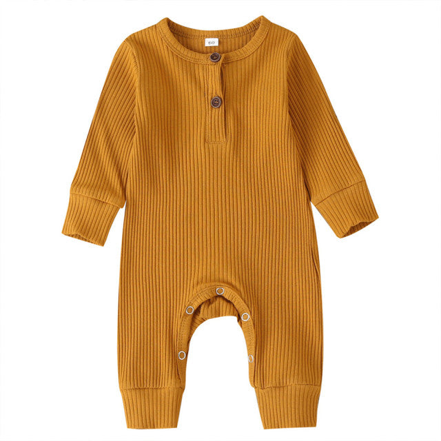 Unisex Solid Knitted Long Sleeve Romper
