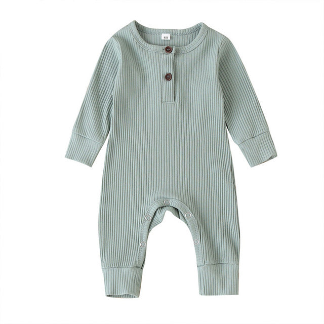 Unisex Solid Knitted Long Sleeve Romper