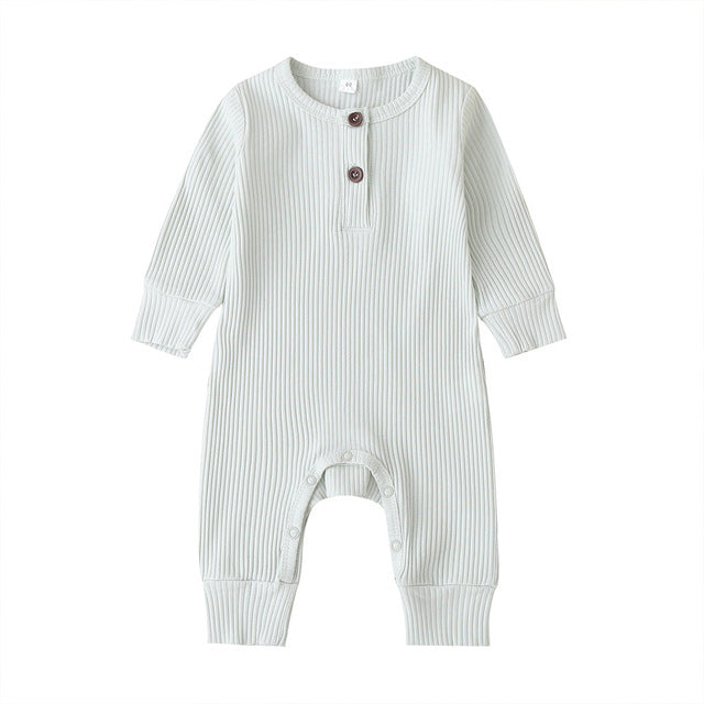 Unisex Solid Knitted Long Sleeve Romper