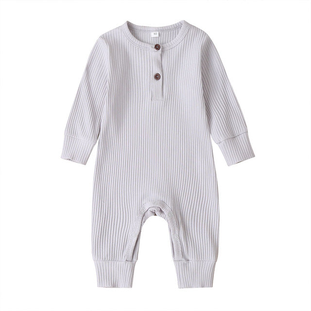 Unisex Solid Knitted Long Sleeve Romper