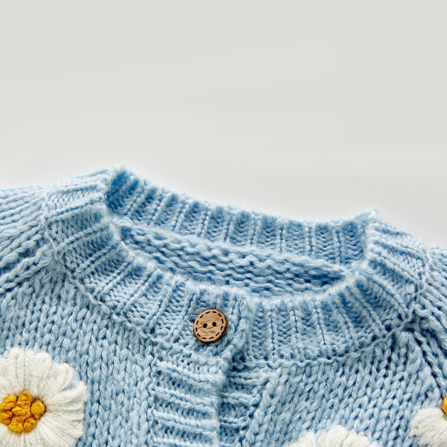 Blue Flower Knitted Long Sleeve Cardigan Baby Toddlers Girls