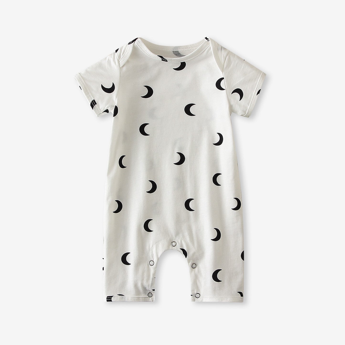 Baby Summer White Moon Cotton Romper Jumpsuit 0-24M