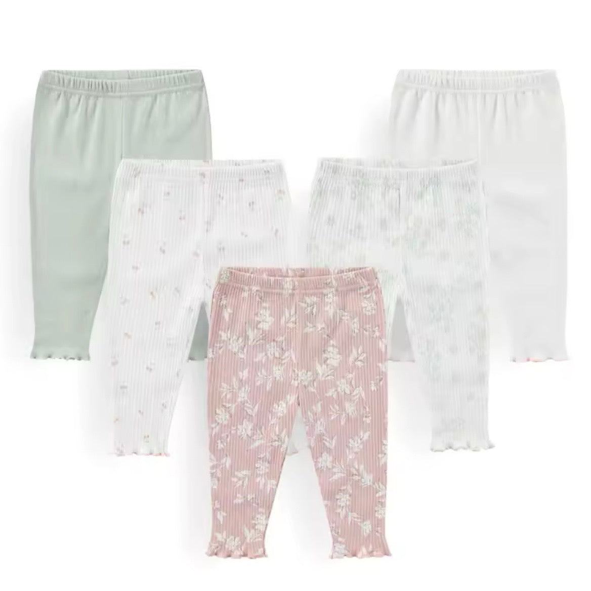 5Pc Pants Cotton Set Baby Girls 0-12M