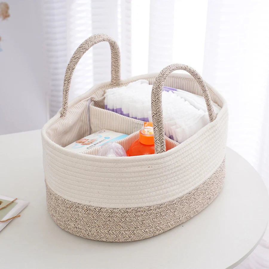 Cotton Rope Diaper Caddy Storage Basket