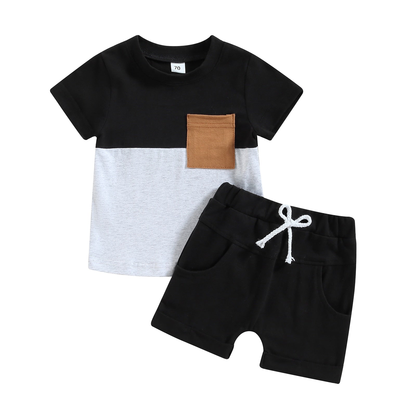 2 Pc Set 0 3T Toddler Infant Baby Boy Color Block Tee and Shorts Summ Honey Daisy