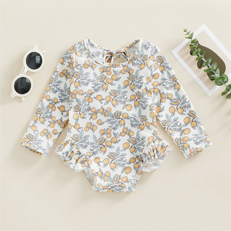 0-4T Baby Girls Summer Floral Ruffles Bathing Suit Swimwear