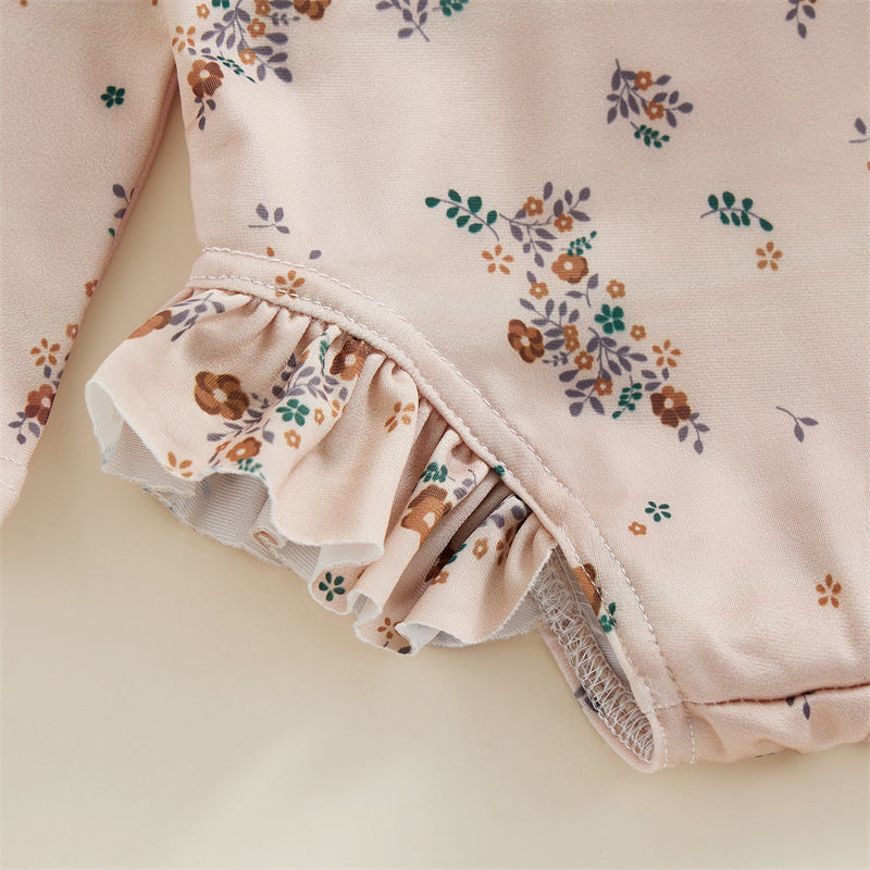 0-4T Baby Girls Summer Floral Ruffles Bathing Suit Swimwear