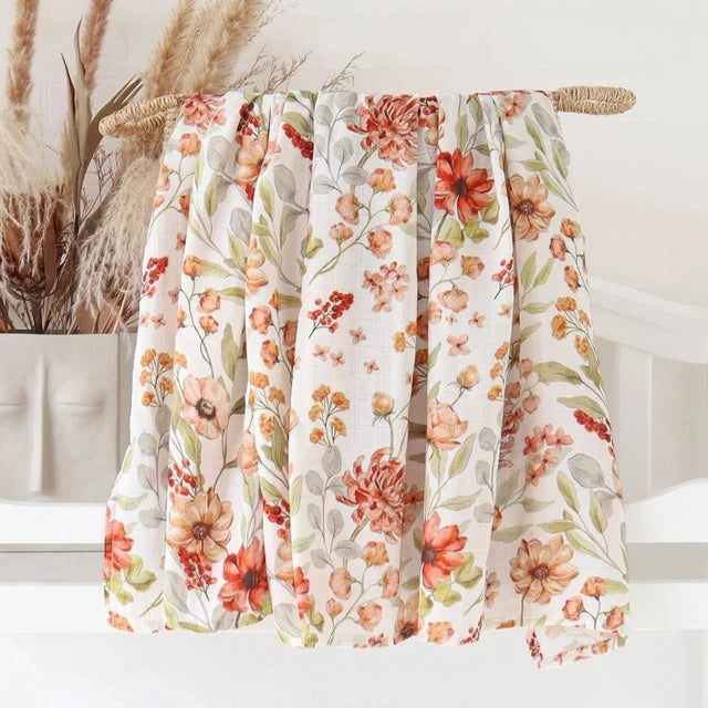 Muslin Cotton Swaddle Floral Print Blankets