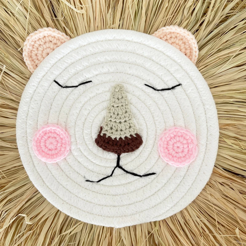 Nordic Handmade Lion with Pink Woven Wall Decor Nursery