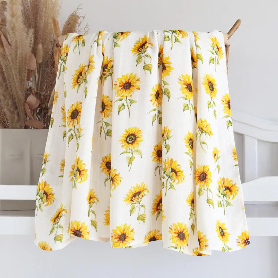 Muslin Cotton Swaddle Floral Print Blankets