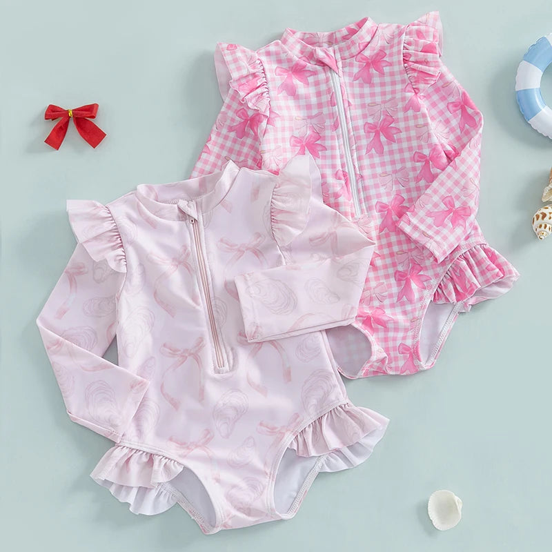 0-4T Baby Girls Summer Floral Ruffles Bathing Suit Swimwear