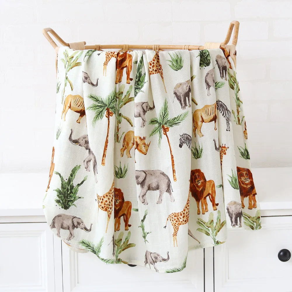 Muslin Cotton Swaddle Nature Print Blankets