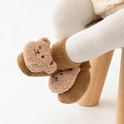 0-3T Baby Toddler Bear Fuzzy Socks Anti Slip