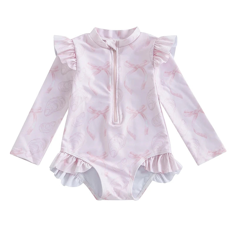 0-4T Baby Girls Summer Floral Ruffles Bathing Suit Swimwear