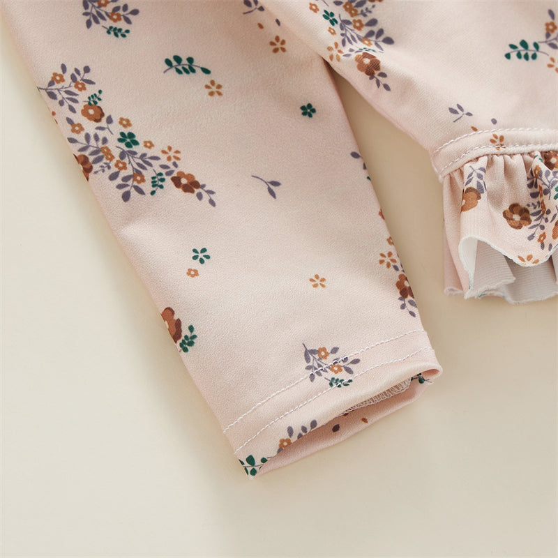0-4T Baby Girls Summer Floral Ruffles Bathing Suit Swimwear