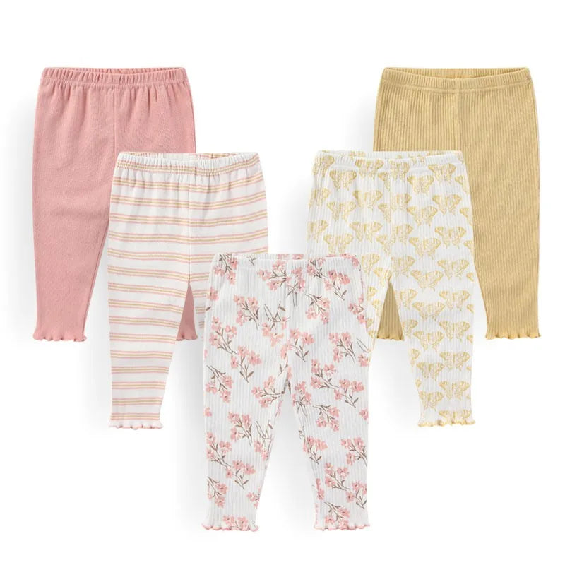 5Pc Pants Cotton Set Baby Girls 0-12M