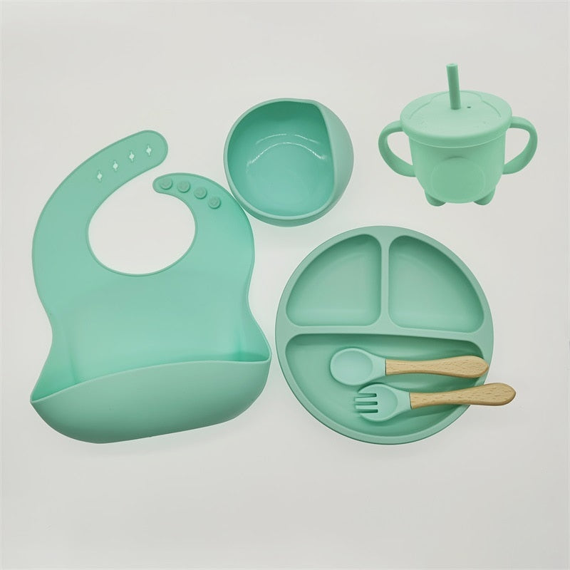 Baby Toddler Children's 6 Piece Silicone Feeding Tableware Set