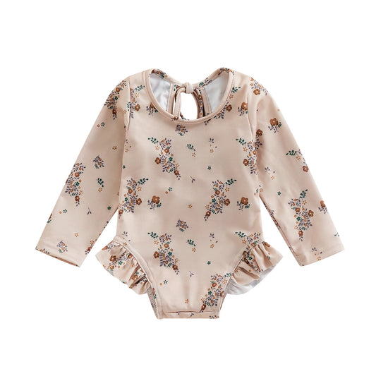 0-4T Baby Girls Summer Floral Ruffles Bathing Suit Swimwear
