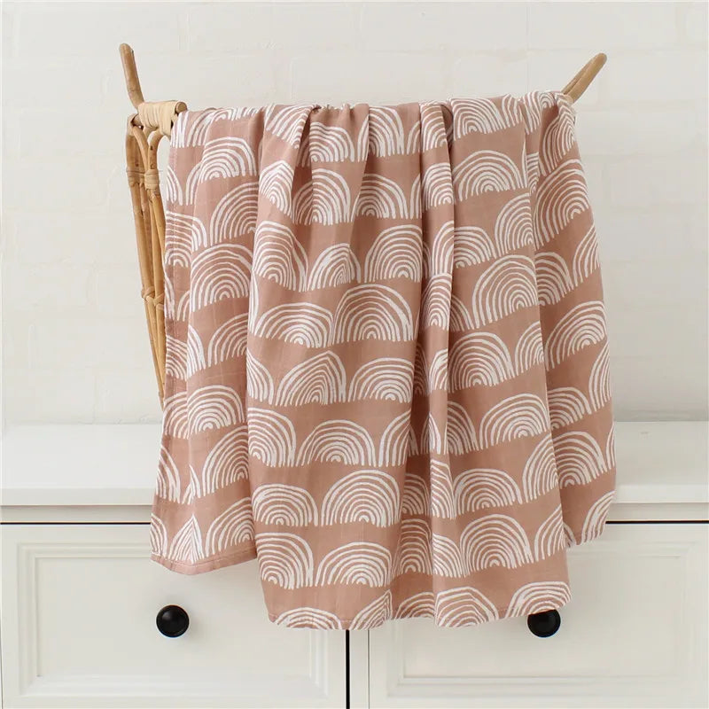 Muslin Cotton Swaddle Boho Neutral Print Blankets