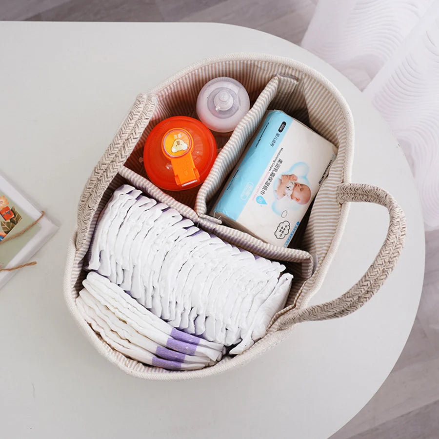 Cotton Rope Diaper Caddy Storage Basket