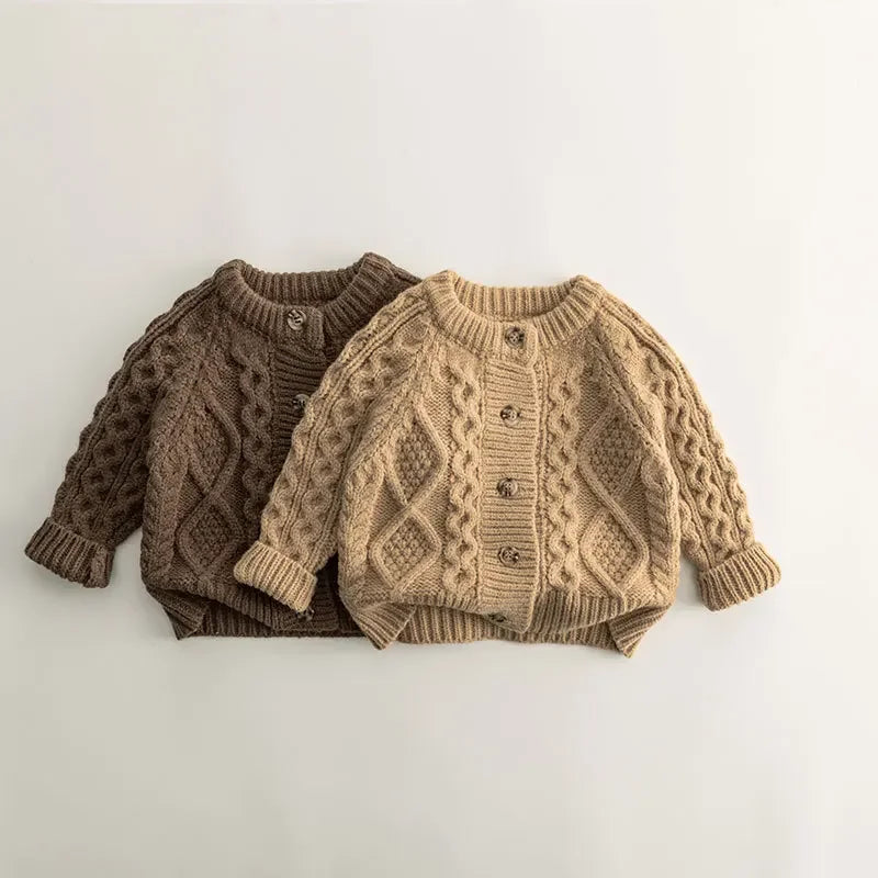 Baby Children's Coffee Sweater Knit Cardigan