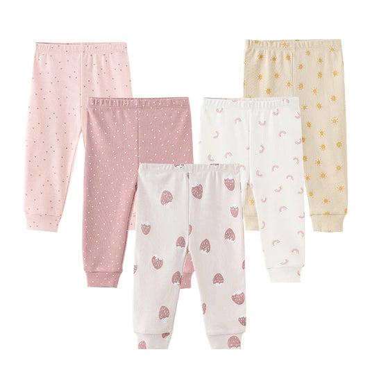 5Pc Pants Cotton Set Baby Girls 0-12M