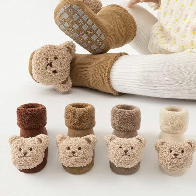 0-3T Baby Toddler Bear Fuzzy Socks Anti Slip