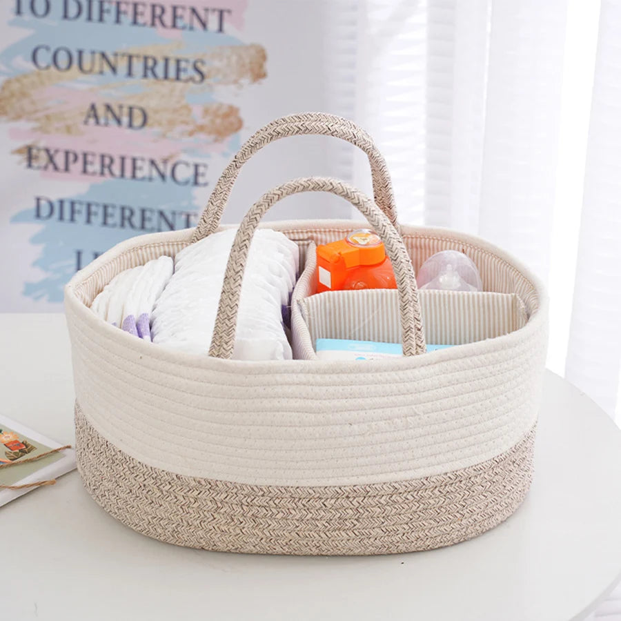 Cotton Rope Diaper Caddy Storage Basket