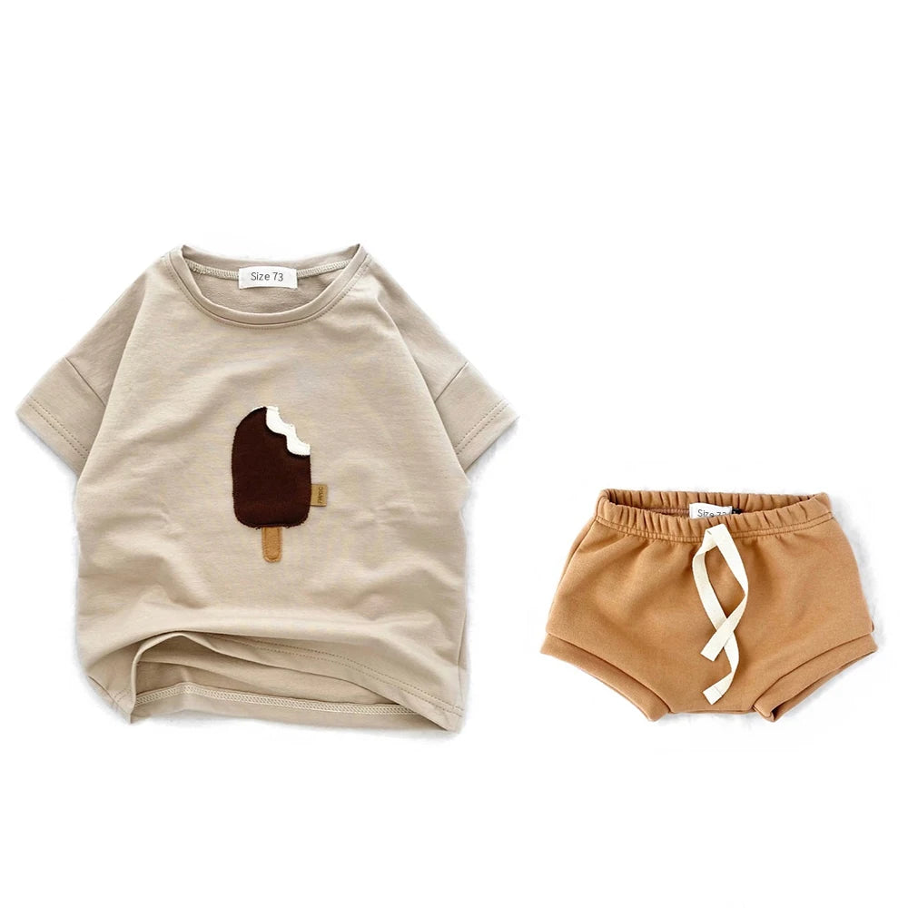 1pc: Baby Toddler Unisex Graphic Ice Cream T-Shirt Shorts