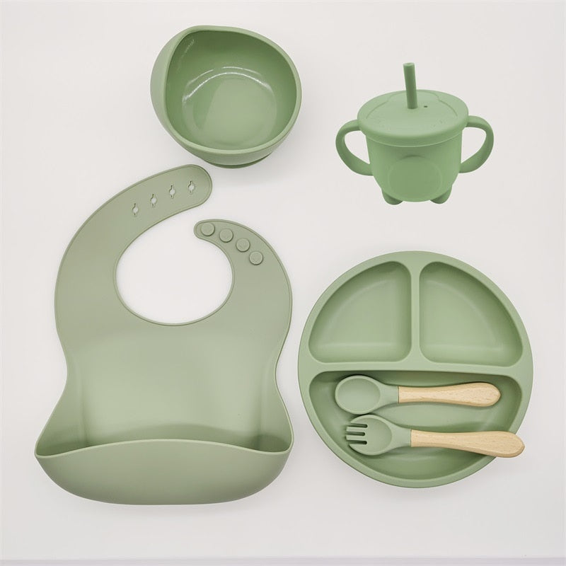 Baby Toddler Children's 6 Piece Silicone Feeding Tableware Set