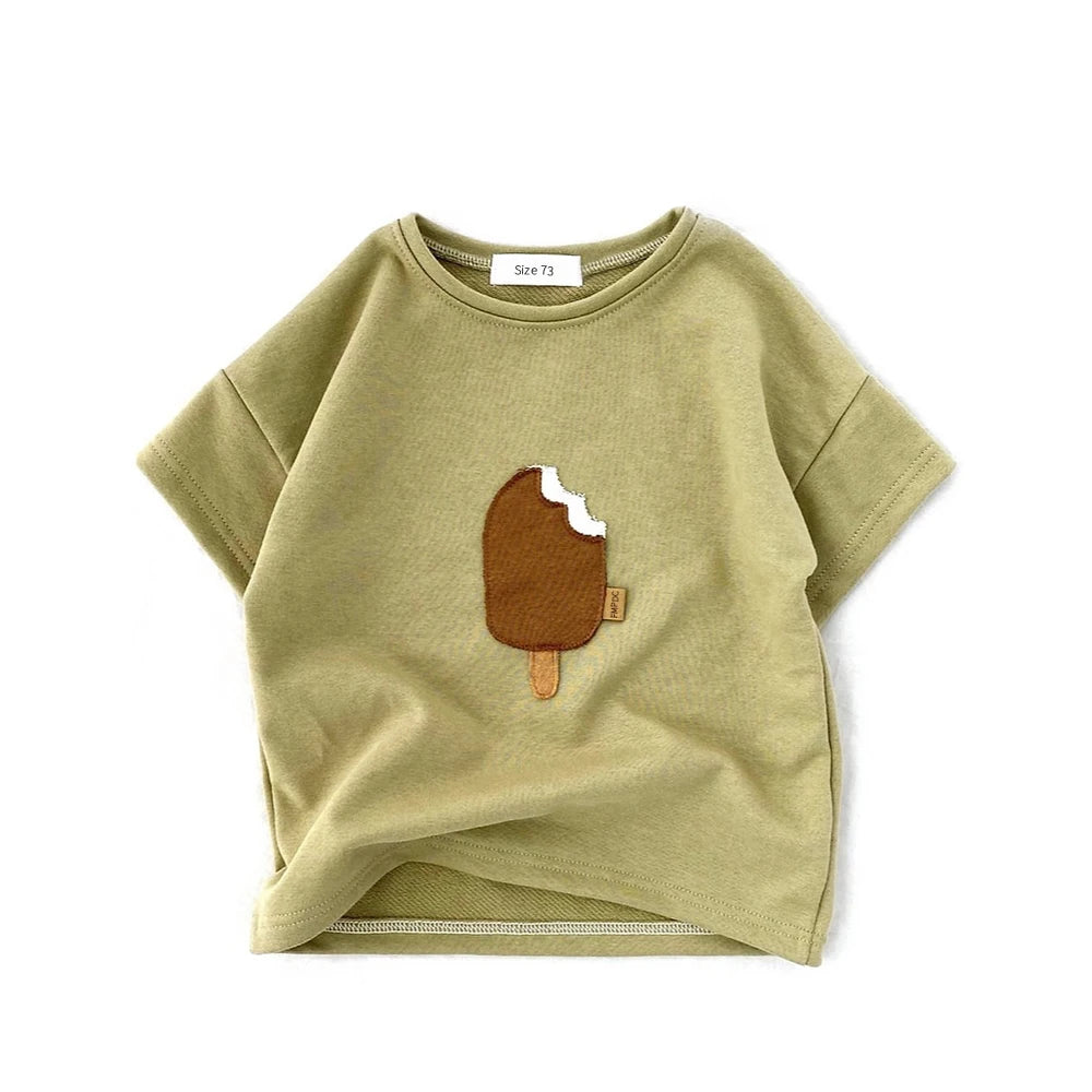 1pc: Baby Toddler Unisex Graphic Ice Cream T-Shirt Shorts