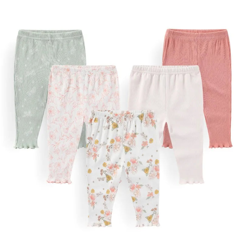 5Pc Pants Cotton Set Baby Girls 0-12M