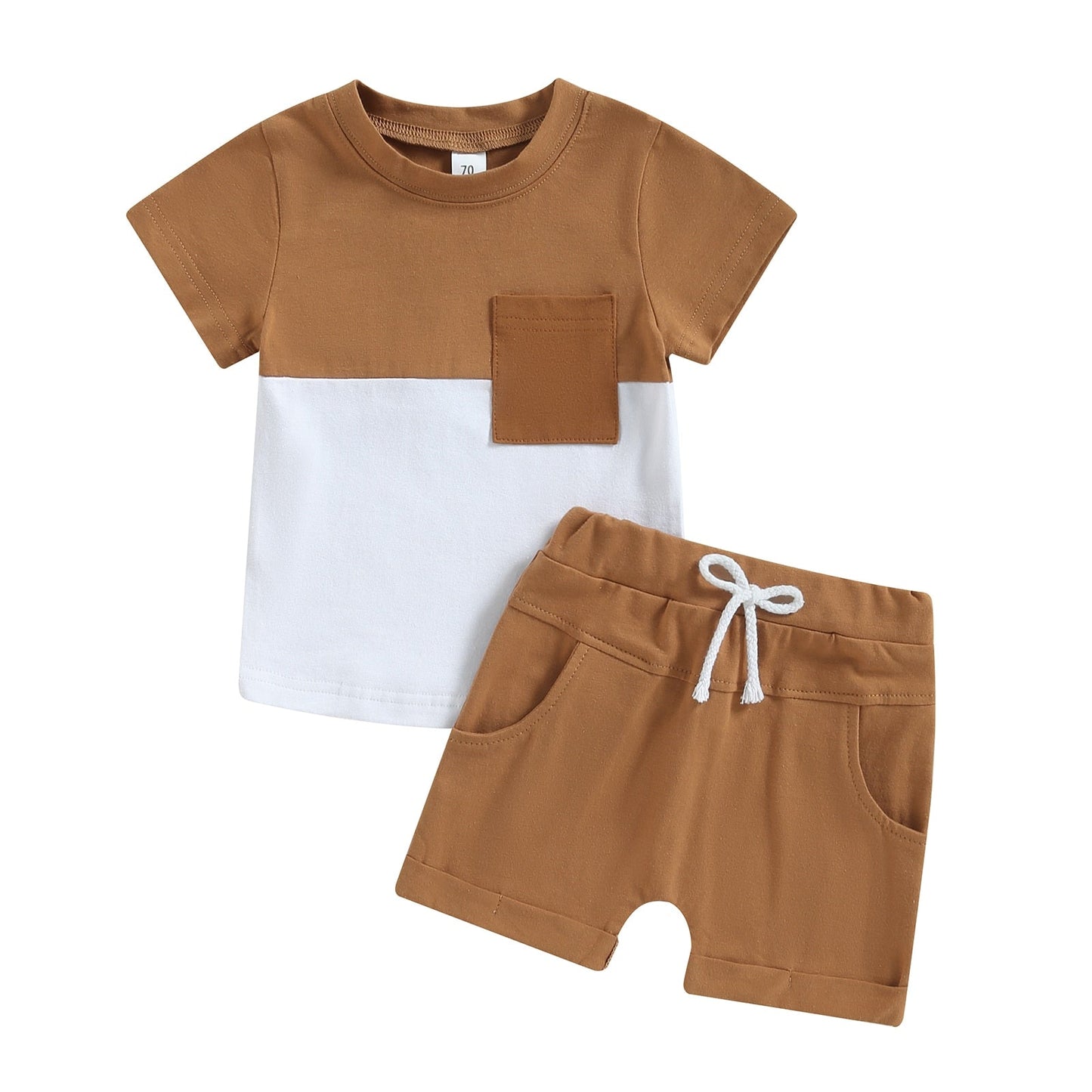 2 Pc Set: 0-3T Toddler Infant Baby Boy Color Block Tee and Shorts Summer Set