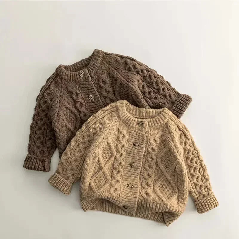 Baby Children's Coffee Cream Sweater Knit Cardigan