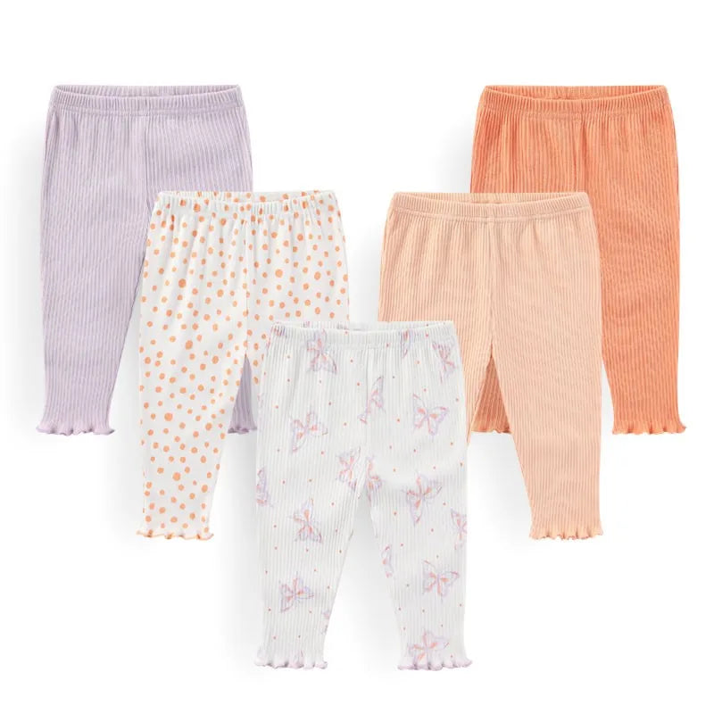 5Pc Pants Cotton Set Baby Girls 0-12M