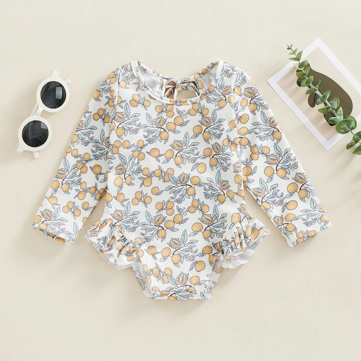 0-4T Baby Girls Summer Floral Ruffles Bathing Suit Swimwear