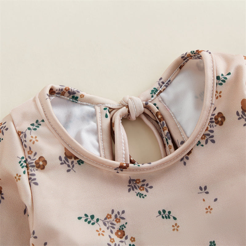 0-4T Baby Girls Summer Floral Ruffles Bathing Suit Swimwear