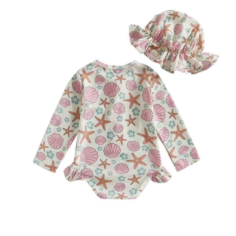 0-4T Baby Girls Summer Floral Ruffles Bathing Suit Swimwear