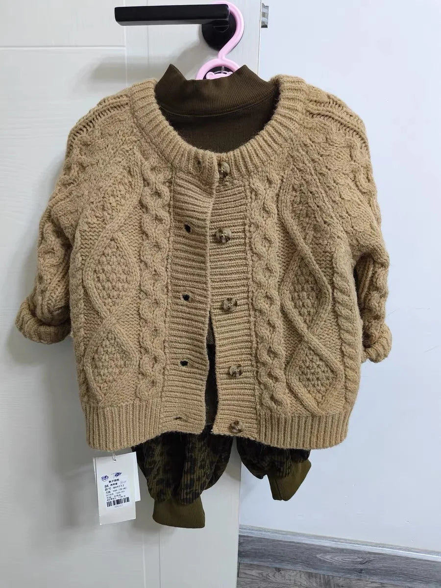 Baby Children's Coffee Cream Sweater Knit Cardigan